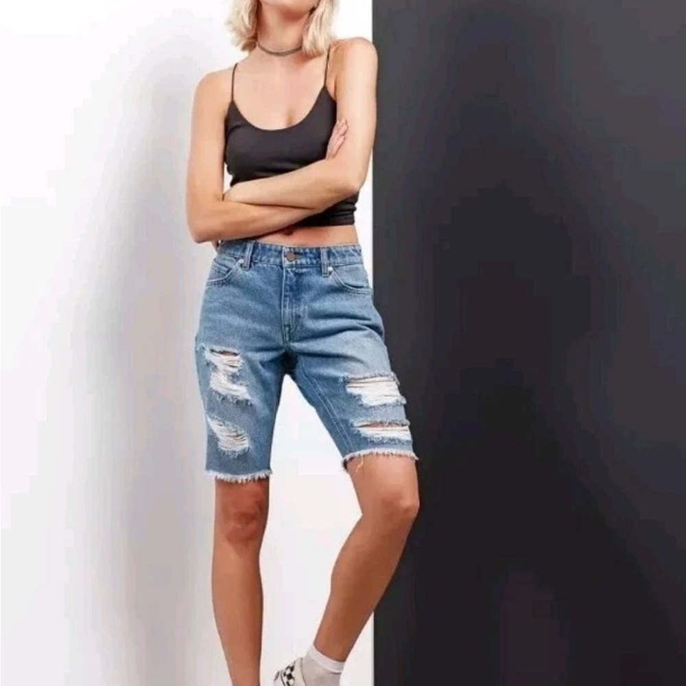 Volcom Blue Distressed Jean Shorts